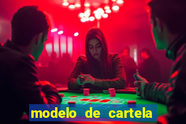 modelo de cartela para bingo