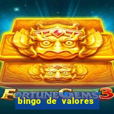 bingo de valores para imprimir