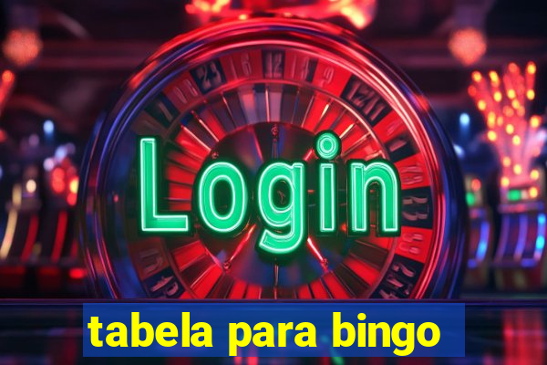 tabela para bingo